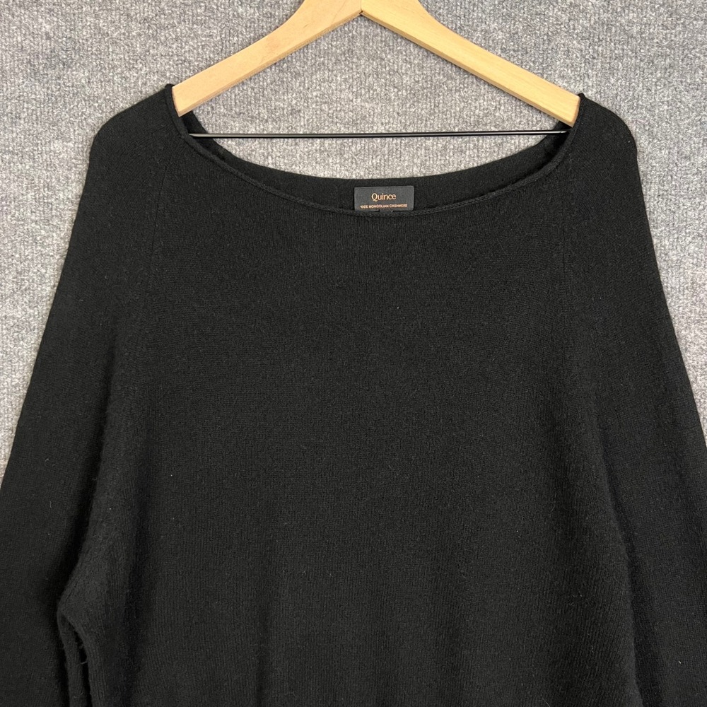 Quince Mongolian Cashmere sweater Large Black Excellent Boatneck Long Sleeve Top - Picture 3 of 8